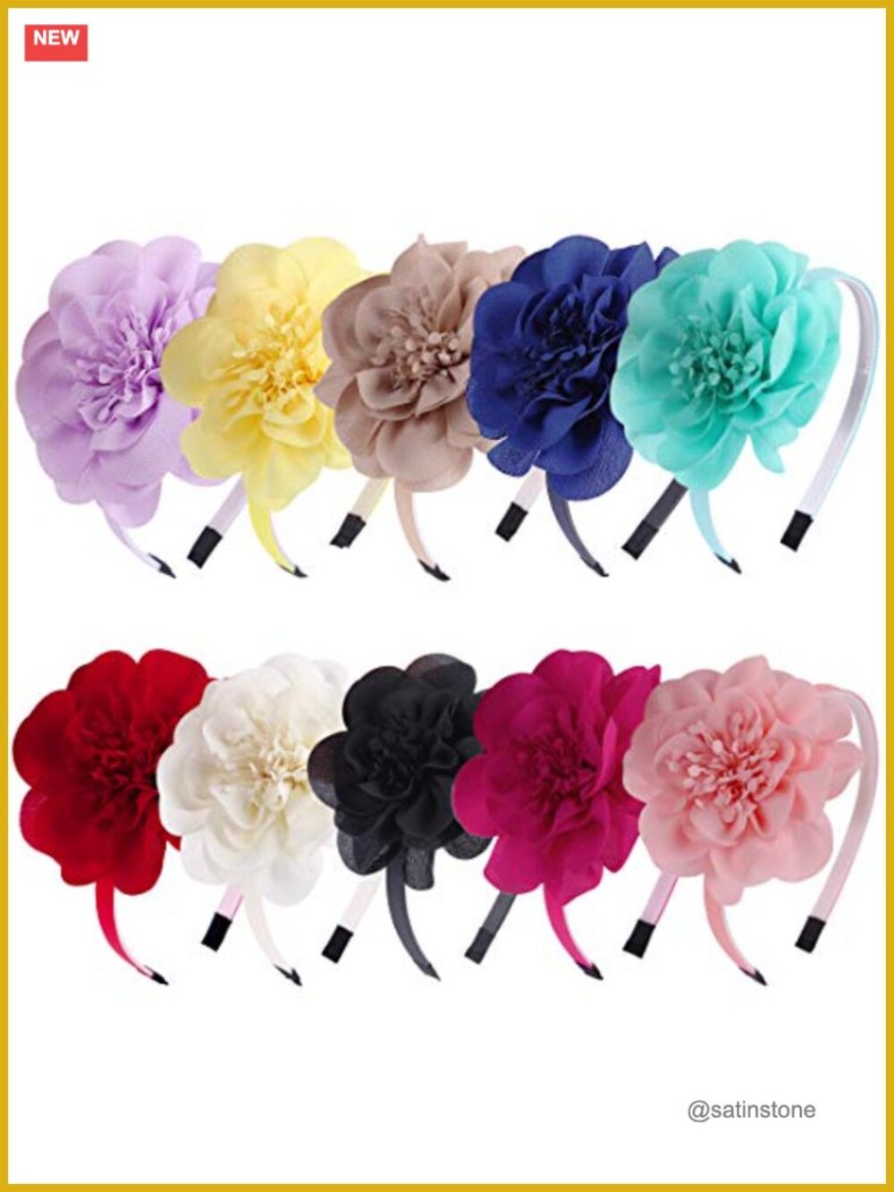 Chiffon Flower Headbands for Girls - 10pc Handmade Hair Accessories Set